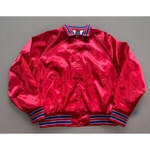 Pioneer Wagon Train Red Satin Vintage ARISTO JAC Bomber Jacket Mens XL